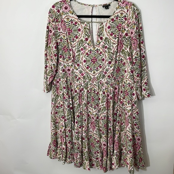 Torrid 2 IVORY FLORAL PRINT CHALLIS SKATER DRESS - Picture 6 of 10